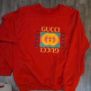 Gucci Red Crewneck Sweater with Logo